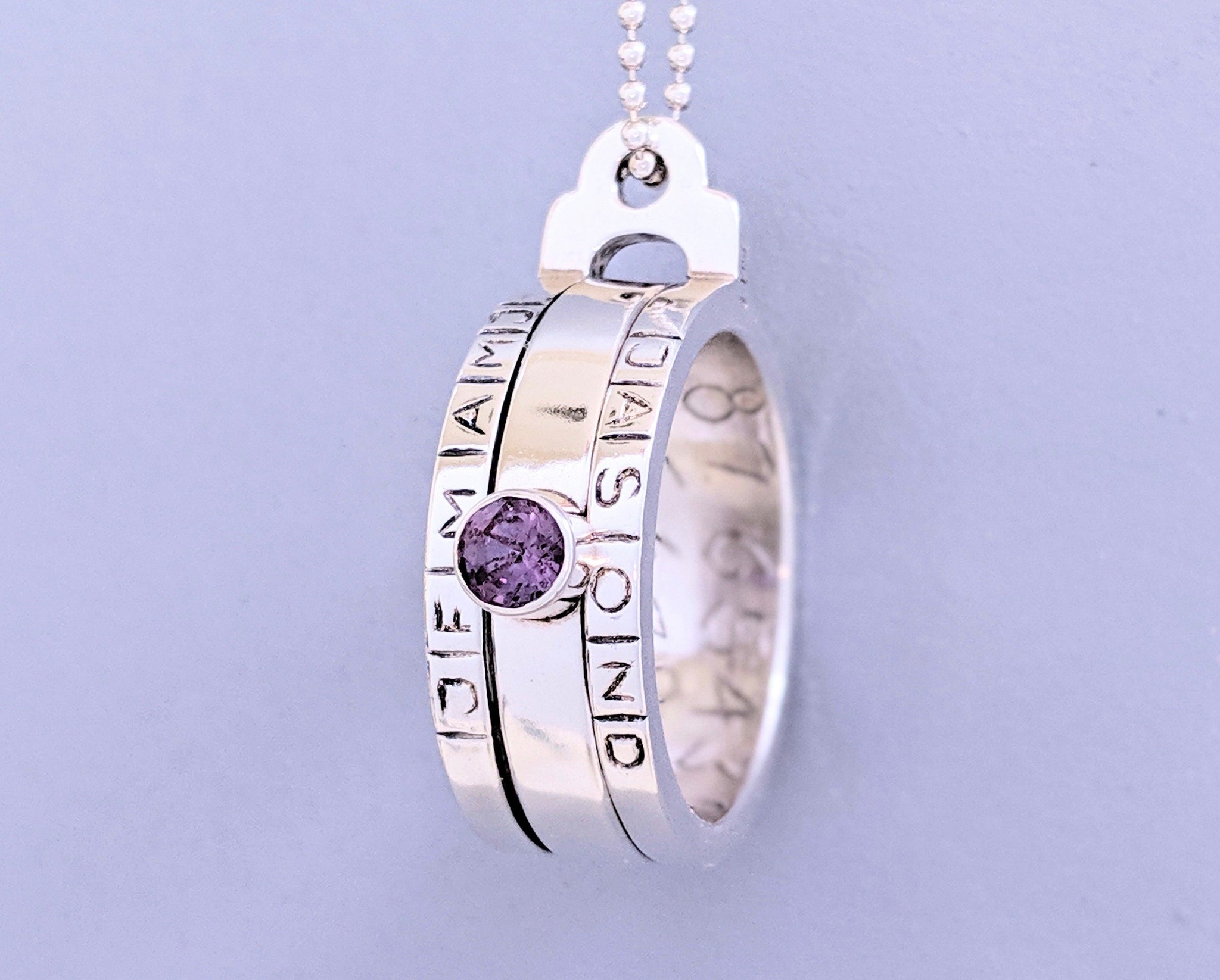 STERLING SILVER SUNDIAL | <Z-FIRE.COM >  With Your Alexandrite  Birthstone With Chain Contact Us if You Wish it Gold Plated or With Patina Enhanced Letters Free Standard Shipping Free Astrological Report Hassle Free Returns