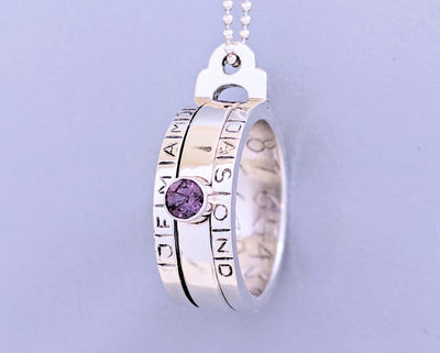 STERLING SILVER SUNDIAL | <Z-FIRE.COM >  With Your Alexandrite  Birthstone With Chain Contact Us if You Wish it Gold Plated or With Patina Enhanced Letters Free Standard Shipping Free Astrological Report Hassle Free Returns