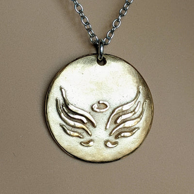 FROSTED BRASS ANGEL WINGS PENDANT - SMALL