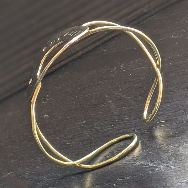 CIRCLE OF BREATH BRASS BRACELET | <Z-FIRE.COM> A unique handcrafted wire cuff bracelet with cubic zirconias and a mindful reminder to breathe.  1.5" Wide Brass Cuff 1mm Cubic Zirconias