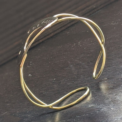 CIRCLE OF BREATH BRASS BRACELET | <Z-FIRE.COM> A unique handcrafted wire cuff bracelet with cubic zirconias and a mindful reminder to breathe.  1.5" Wide Brass Cuff 1mm Cubic Zirconias