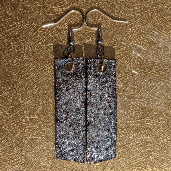 BACK OF SILVER & LEATHER CROSS EARRINGS | < Z-FIRE.COM > Stainless Steel Earrings Genuine Leather Hand Stamped  Hand-Dyed & Painted