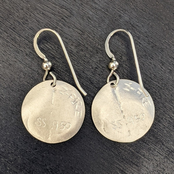 BACK OF CHO-KU-REI FROSTED EARRINGS | <Z-FIRE.COM> .950 Sterling Silver Earrings .925 Sterling Silver Ear Wires About 3/4" Diameter  About 19 mm Diameter