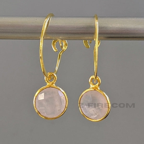  GOLDEN ROSE QUARTZ HOOP EARRINGS | <Z-FIRE.COM> .999 Fine Silver Hearts .925 Sterling Silver Kidney Wires 24K Gold Plated About 0.5 Inches wide About 1cm wide About 2.5 Inches Total Length About 15 cm Total Length Free Astrological Report of Choice Free standard shipping  Hassle Free Returns  