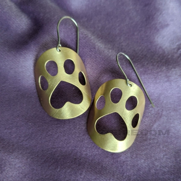 ONE PAW EARRINGS | < Z-FIRE.COM > A fun gift for our animal lovers   Surgical Steel  Ear Wires Brass 