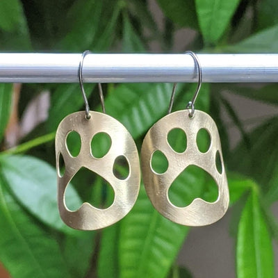 ONE PAW EARRINGS | < Z-FIRE.COM > A fun gift for our animal lovers   Surgical Steel  Ear Wires Brass 