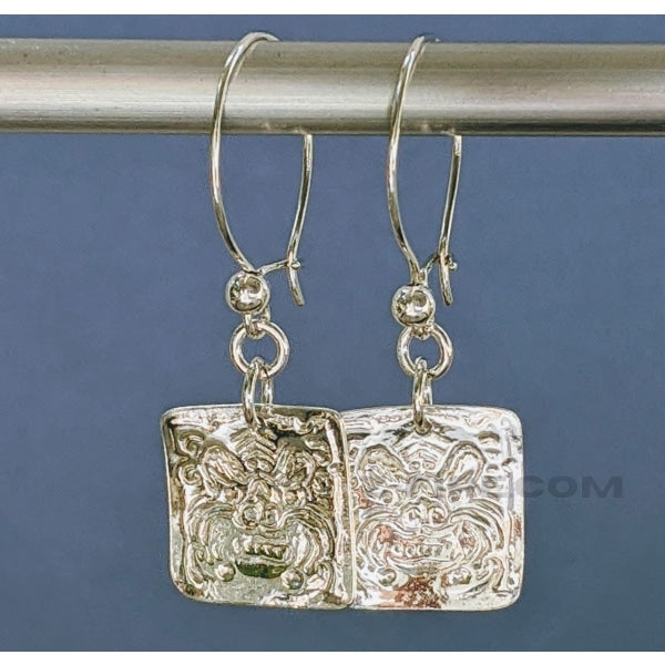 SILVER DRAGON EARRINGS | <Z-FIRE.COM> .999 Fine Silver  .925 Sterling Silver Ear Wire 9/16" Wide 1.5 cm Wide 1.5" Total Length 3.75 cm Total Length Free Astrological Report Free Standard Shipping  Hassle Free Returns  