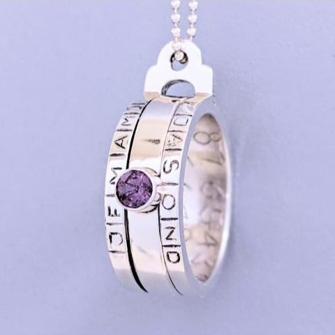 STERLING SILVER SUNDIAL | <Z-FIRE.COM >  With Your Alexandrite  Birthstone With Chain Contact Us if You Wish it Gold Plated or With Patina Enhanced Letters Free Standard Shipping Free Astrological Report Hassle Free Returns