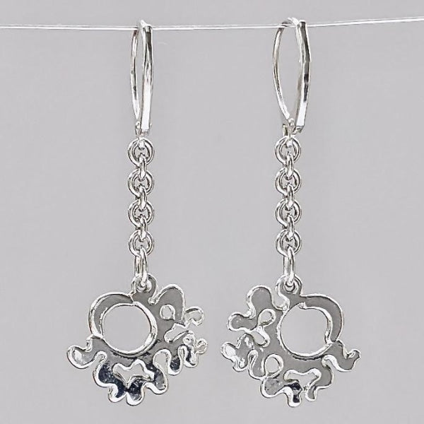 Back of Sun Moon Fine Silver Earring Dangles | < Z-FIRE.COM >  https://z-fire.com/products/sun-moon-earrings  Free Standard Shipping Free Astrological Report of Choice .999 Fine Silver sun moon dangles .925 Sterling Silver Lever Backs About 2 Inches Total Length About 5.5 cm in total length About .75 Inch Wide About 1.5 cm Wide Hassle Free returns