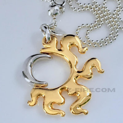 SUN MOON SWIVEL PENDANT WITH GOLDEN SUN | < Z-FIRE.COM >  https://z-fire.com/products/pendent  A half Moon swiveling inside of a Half Sun. A therapeutic tool or pendant to swivel, while in contemplation or to calm your nerves. Free standard shipping Free Astrology Report of Choice .925 Silver Sun Moon With The 24K Gold Plated Sun About 1 Inch Long 2.5 cm Long About .75 Inch Wide 2cm Wide 1/8 Inch Thick About 3mm…